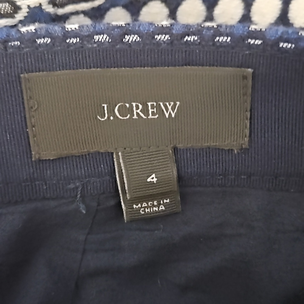 J. Crew Navy/White Floral Jacquard Mini Skirt Style 07835 Size 4 - Picture 5 of 7